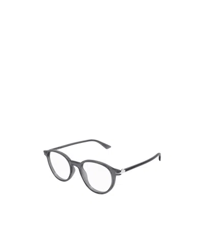 Montblanc Translucent Round-frame Glasses In Grey