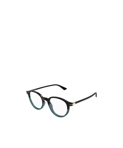 Montblanc Two-tone Round-frame Glasses In Black