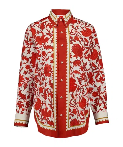 La Doublej + Orlebar Brown Better Than Your Boyfriend's Printed Cotton-poplin Shirt In Red