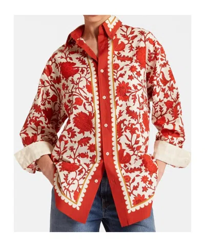 La Doublej + Orlebar Brown Better Than Your Boyfriend's Printed Cotton-poplin Shirt In Red