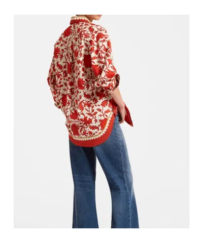 La Doublej + Orlebar Brown Better Than Your Boyfriend's Printed Cotton-poplin Shirt In Red