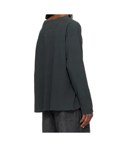 Maison Margiela Black Printed Logo T-shirt In Washed Black