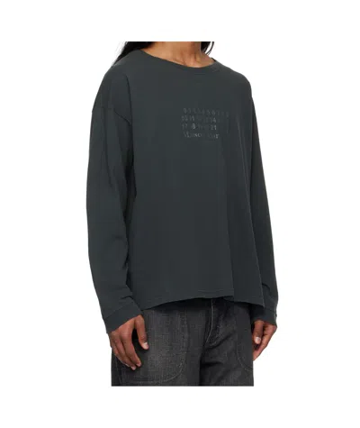 Maison Margiela Black Printed Logo T-shirt In Washed Black