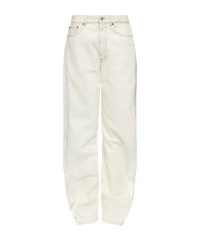 Mm6 Maison Margiela Ivory White Cotton Jeans In White
