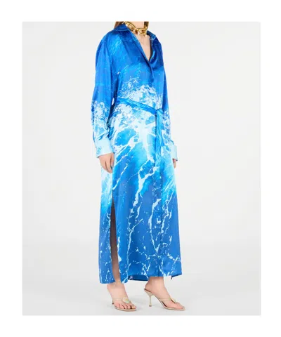 Roberto Cavalli Kleid Mit Stretto Di Messina Print In Deep Blue