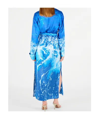 Roberto Cavalli Kleid Mit Stretto Di Messina Print In Deep Blue