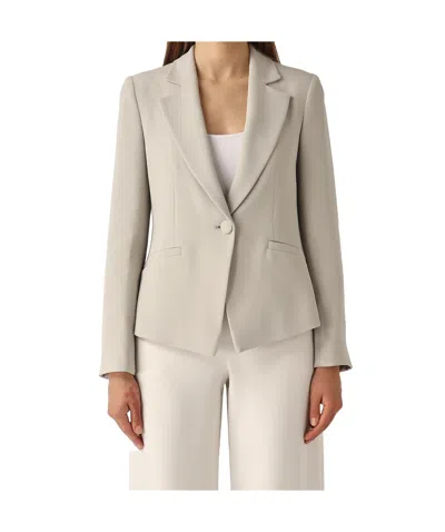 Emporio Armani Lapel Long-sleeved Suit Jacket In Gray