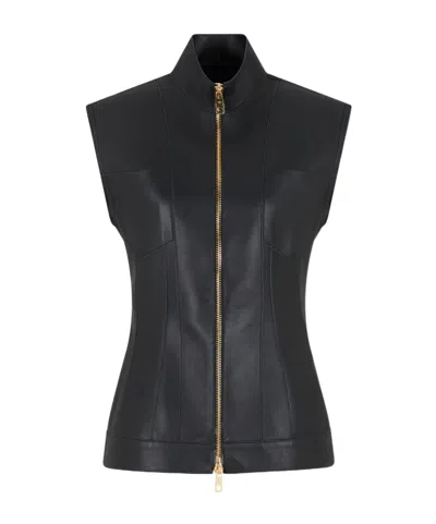Emporio Armani Leather Jackets In Black