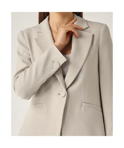Emporio Armani Lapel Long-sleeved Suit Jacket In Gray