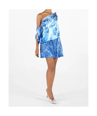 Shop Roberto Cavalli Asymmetric Dress In Blue