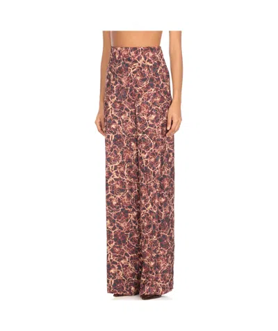 Dries Van Noten Floral Pattern Wide-leg Viscose Trousers In Purple