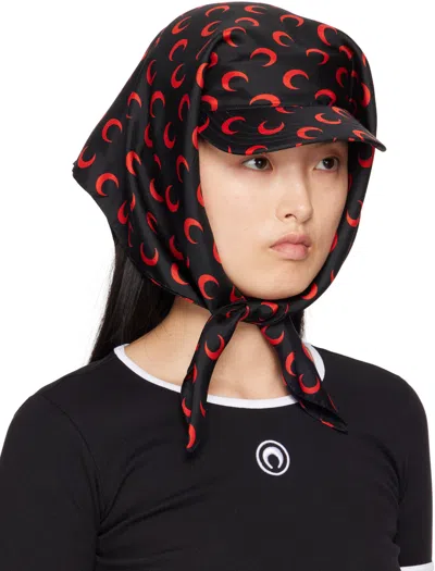 Marine Serre Curved Brim Baseball Cap In Black