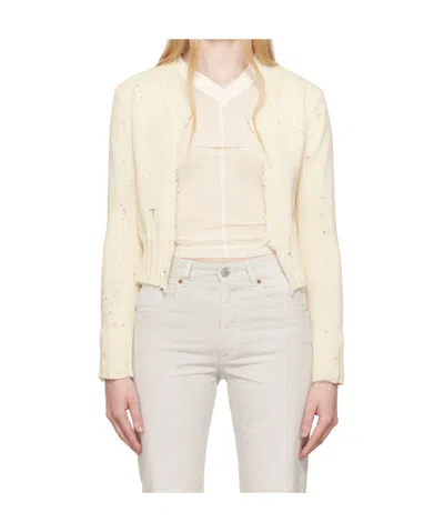 Mm6 Maison Margiela Paint Knit Cardigan In Off-white