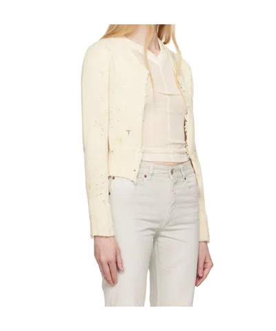 Mm6 Maison Margiela Paint Knit Cardigan In Off-white