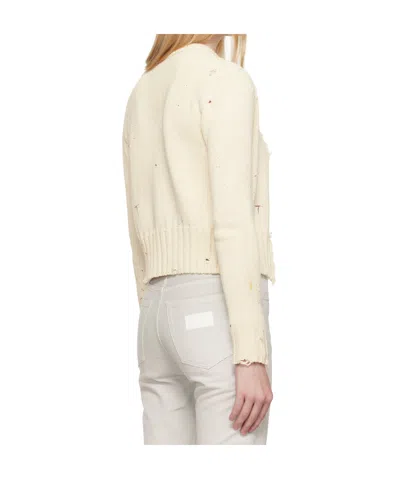 Mm6 Maison Margiela Paint Knit Cardigan In Off-white