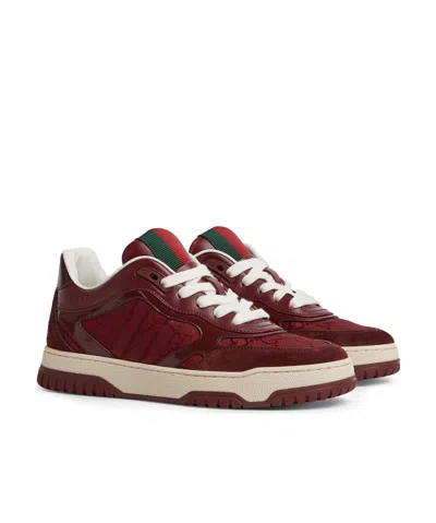 Gucci Leather And Fabric Sneakers In Brown