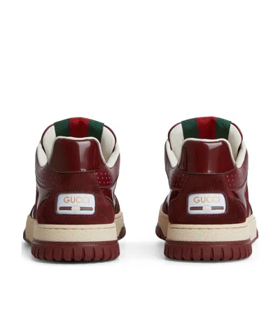 Gucci Leather And Fabric Sneakers In Brown