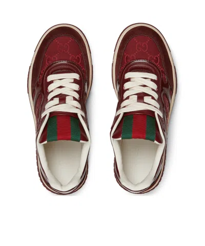Gucci Leather And Fabric Sneakers In Brown