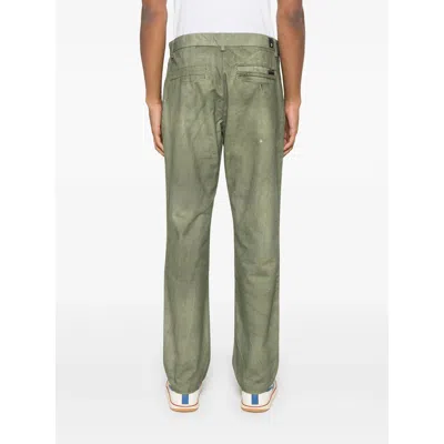 7 For All Mankind Denim Trousers With Belt Loops In Olive Green