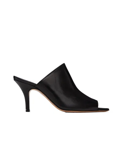 Mm6 Maison Margiela Black Oil Sandal Mules
