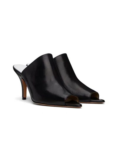 Mm6 Maison Margiela Black Oil Sandal Mules