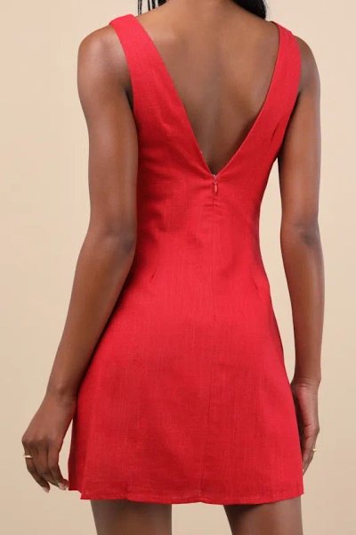 Lulus Packing For Positano Red Linen Sleeveless Mini Dress In Red