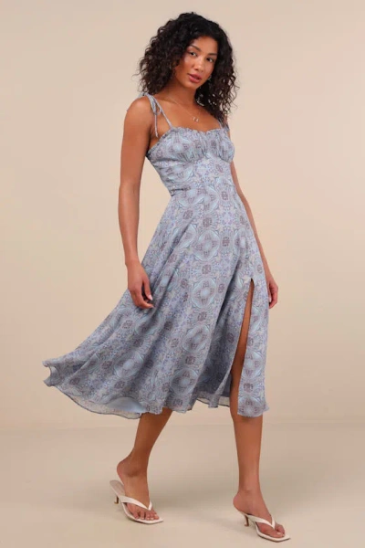 Lulus Winnie Light Blue Paisley Tie-strap Midi Dress In Light Blue