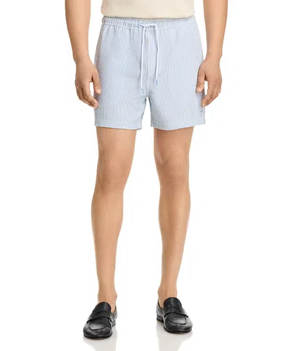 Rails La Brea Iridescent Swim Trunks In Blue White Seersucker