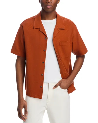 Frame Relaxed Jacquard Camp Shirt In Dark Orange