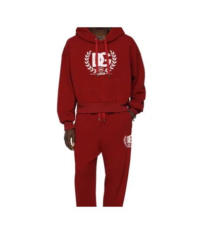 Dolce & Gabbana Cotton Jersey Sweatshirt With Dg Print In Red