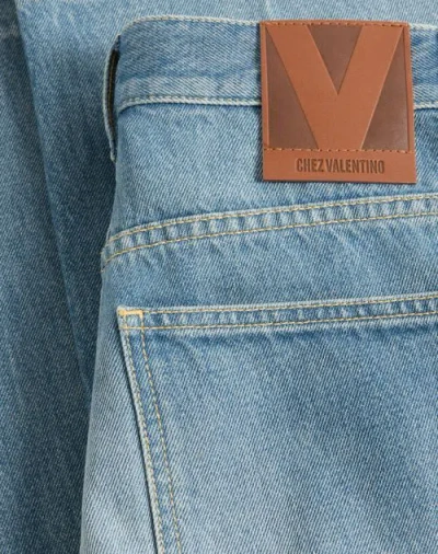 Valentino Womens Medium Blue Denim Faded-wash Straight-leg Denim Jeans In Blue