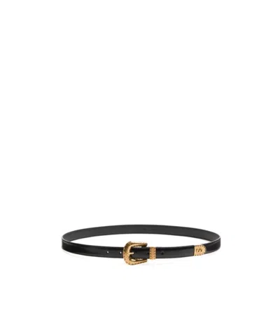 Valentino Black Vlogo Signature Brushed Calfskin Belt In Black