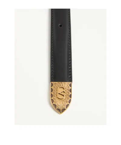 Valentino Black Vlogo Signature Brushed Calfskin Belt In Black