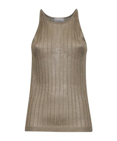 Brunello Cucinelli Sleeveless Vest In Brown