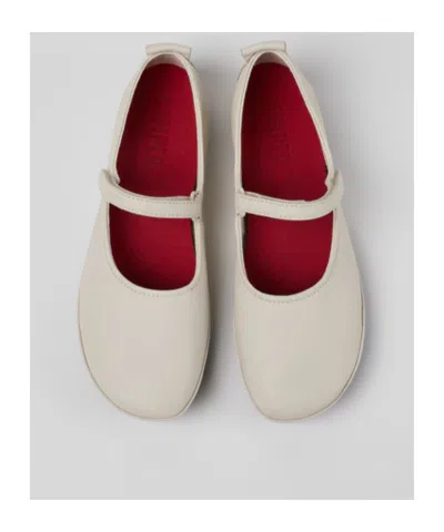 Camper Right Nina Leather Ballelrina Shoes In Neutral