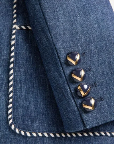 Valentino Garavani Women Double-breasted Denim Jacket In Blue