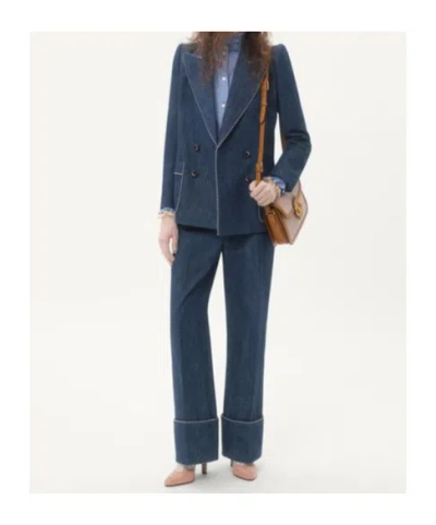 Valentino Garavani Women Double-breasted Denim Jacket In Blue