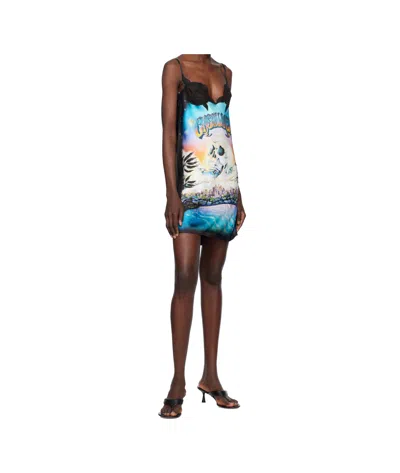 Casablanca Multicolor 'la Prémonition' Lace Slip Minidress In Black