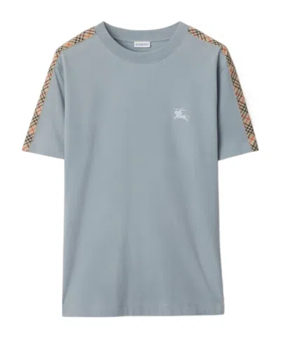 Burberry Slim Fit Tape Check T-shirt In Gale