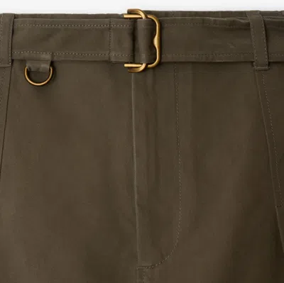 Burberry Cotton Gabardine Belted Shorts In Brown