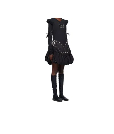 Chopova Lowena Black Backtuck Minidress In Black