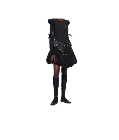 Chopova Lowena Black Backtuck Minidress In Black