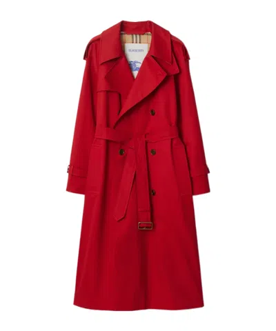 Burberry Castleford Cotton Gabardine Trench Coat In Currant