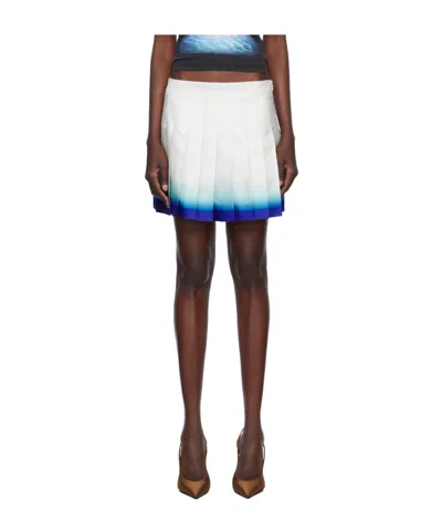 Casablanca White Casa Way Skate Pleated Silk Miniskirt In Multicolor