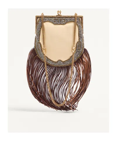 Valentino Gold Plated, Snap Button Closure, Triumph Embroidery, One Compartment, Hook.... In Multi-color