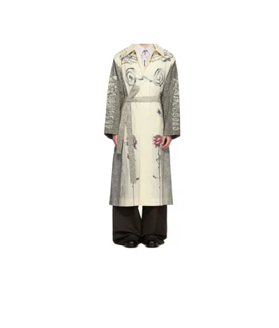Jean Paul Gaultier Tattoo Printed Lightweight Trench Coat In Nude