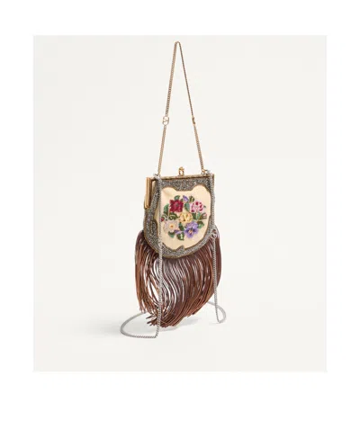 Valentino Gold Plated, Snap Button Closure, Triumph Embroidery, One Compartment, Hook.... In Multi-color