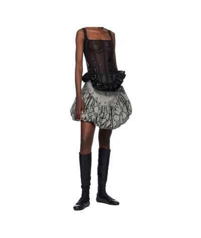 Chopova Lowena Backtuck Miniskirt In Gray
