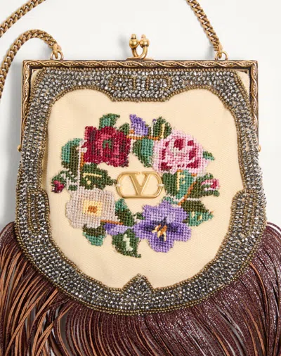 Valentino Gold Plated, Snap Button Closure, Triumph Embroidery, One Compartment, Hook.... In Multi-color