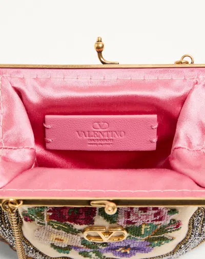 Valentino Gold Plated, Snap Button Closure, Triumph Embroidery, One Compartment, Hook.... In Multi-color